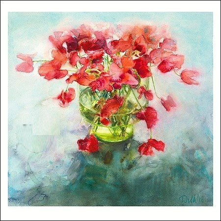 Rode Lathyrus - Dorry van de Winkel - wenskaart