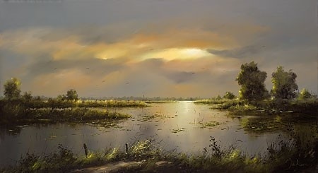 Rivierlandschap - Jan Kooistra