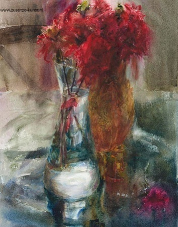 Rode Dahlia's - Dorry van de Winkel