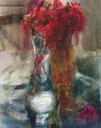 Rode Dahlia's - Dorry van de Winkel