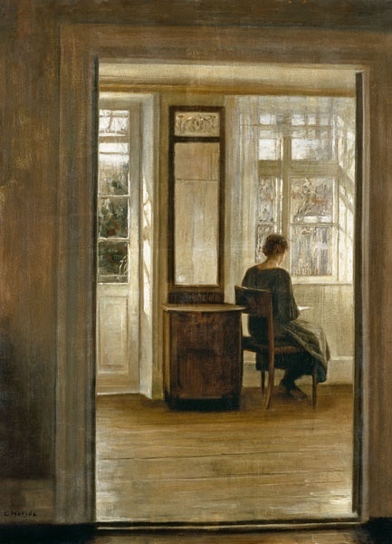 Lezend bij het raam - Carl Holsoe