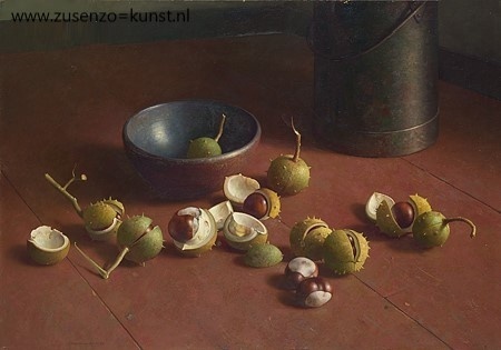 Kastanjes op rode vloer - Henk Helmantel