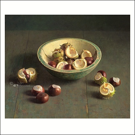Houten nap met kastanjes - Henk Helmantel