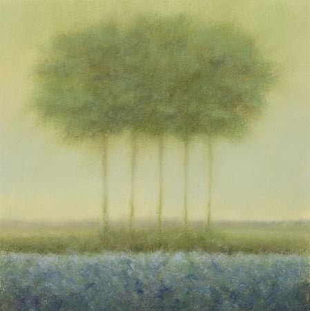 Blauw landschap met 5 bomen- Hans Dolieslager