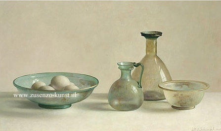 Romeins glas en schaaltje met eieren - Henk Helmantel, giclee