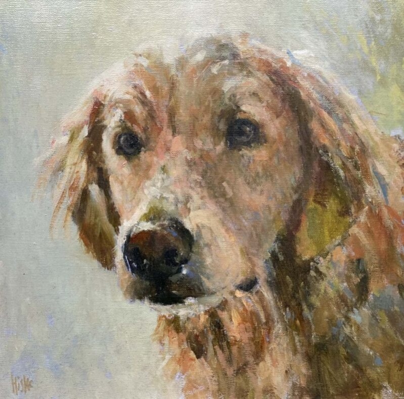 Hond in olieverf van Hiske Wiersma