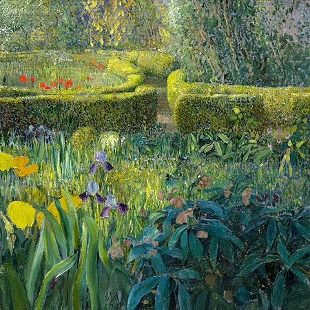 Tuin met irissen in Ezinge van Matthijs Röling