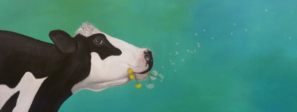 Koe op acryl op linnen van Hope