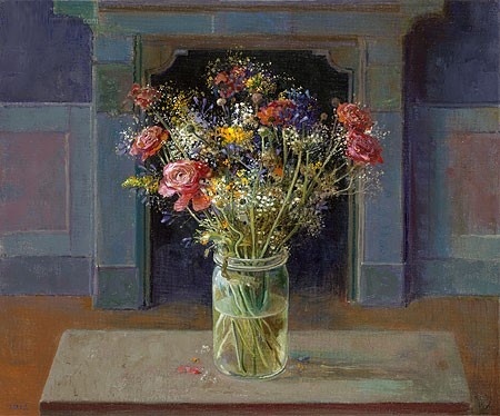 Bloemen voor schoorsteen mantel van Rein Pol